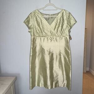 Talbots NEW Vintage 100% Silk Sheath Dress Size 16 Petite Formal Event Green